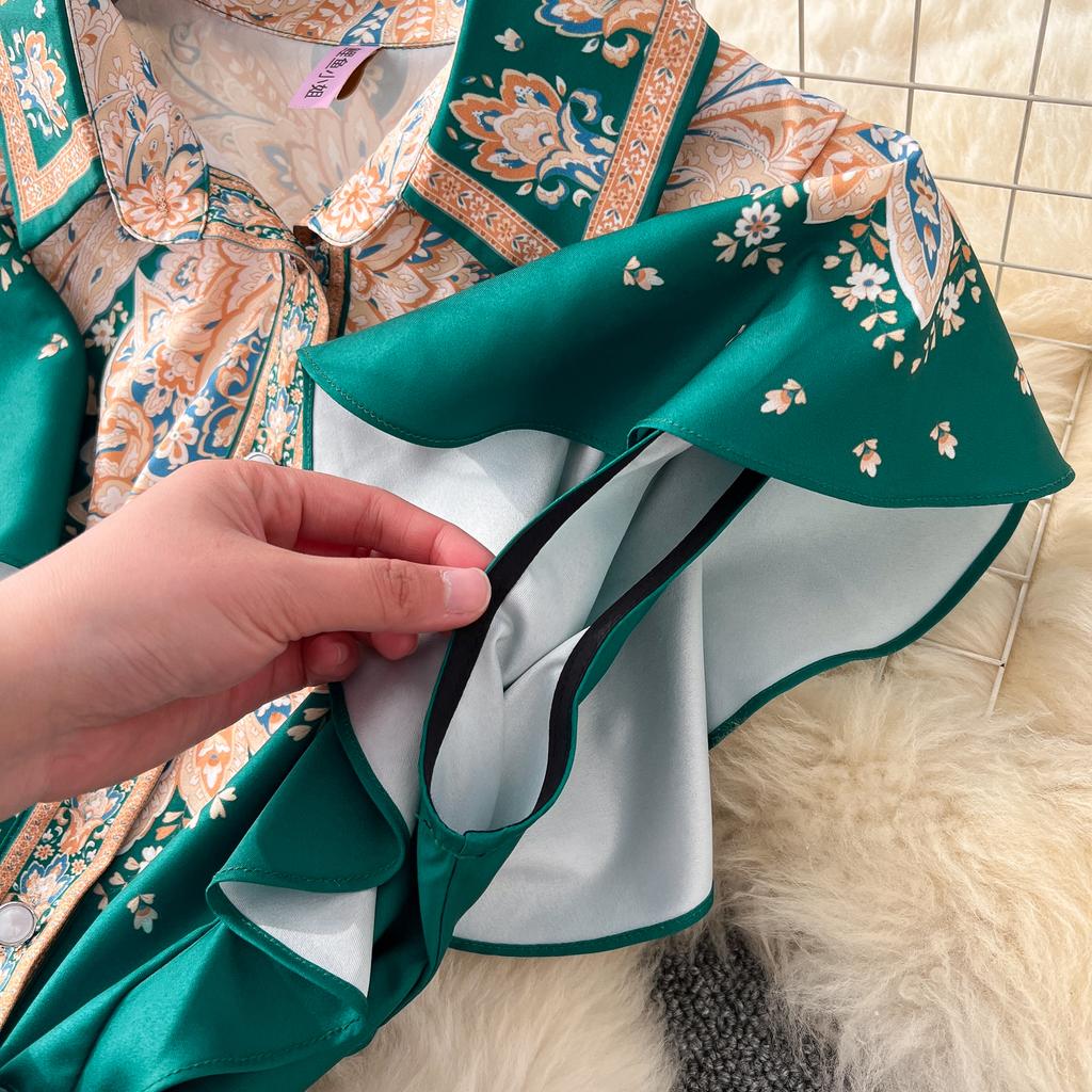 Chic Slim Single Breasted Elegant Sashes Print Vintage Dress Elegant High Street Korean Evening Dress