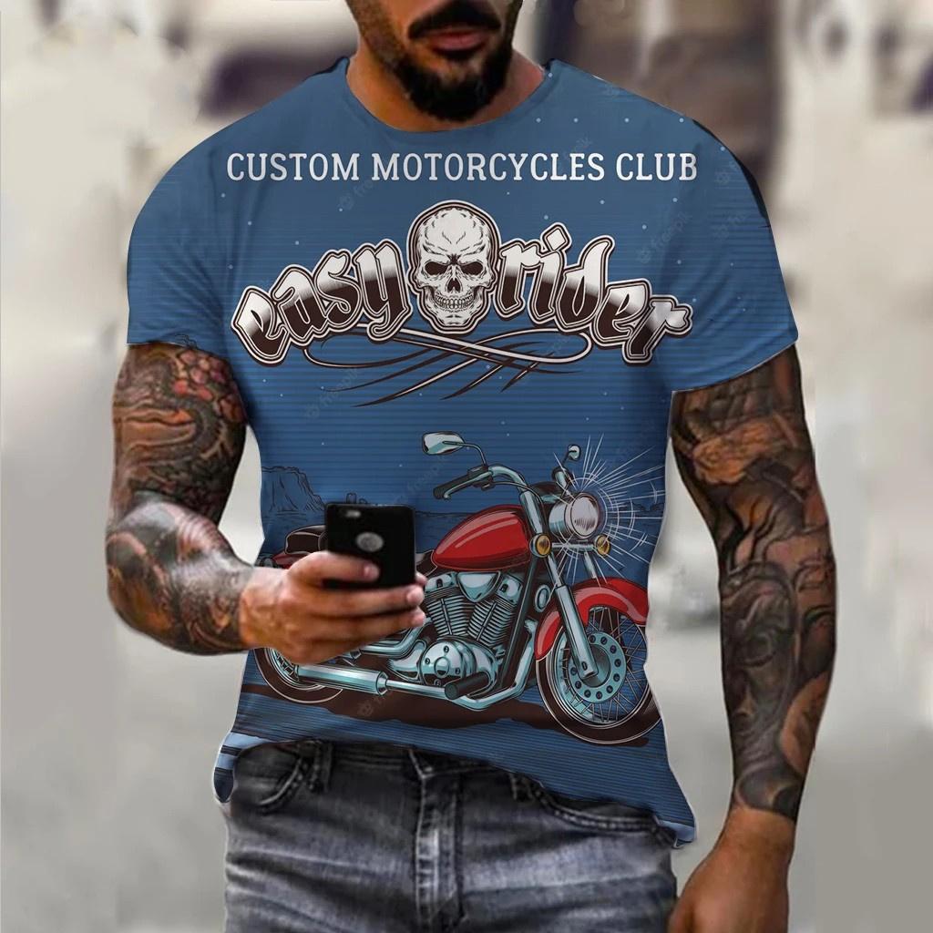 Мужские футболки с 3D мотоциклетным принтом, трендовая винтажная одежда в стиле хип-хоп, байкерские гоночные футболки, спортивный топ с короткими рукавами для езды на открытом воздухе