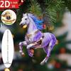 2D Acrylic Horse Pendant Backpack Charm Car Rearview Mirror Pendant Christmas Tree Hanging Ornament Party New Year Decoration