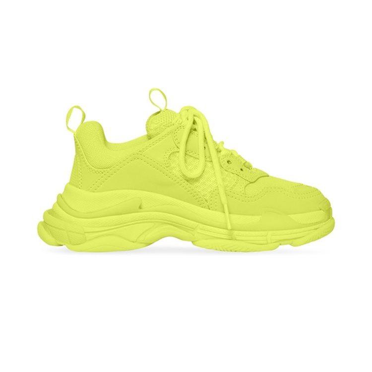Balenciaga Triple S Низкие кроссовки на шнуровке Детская обувь для образа жизни Неоновый желтый Дети возрастом 3 7 лет 654251-W2CA5-7590