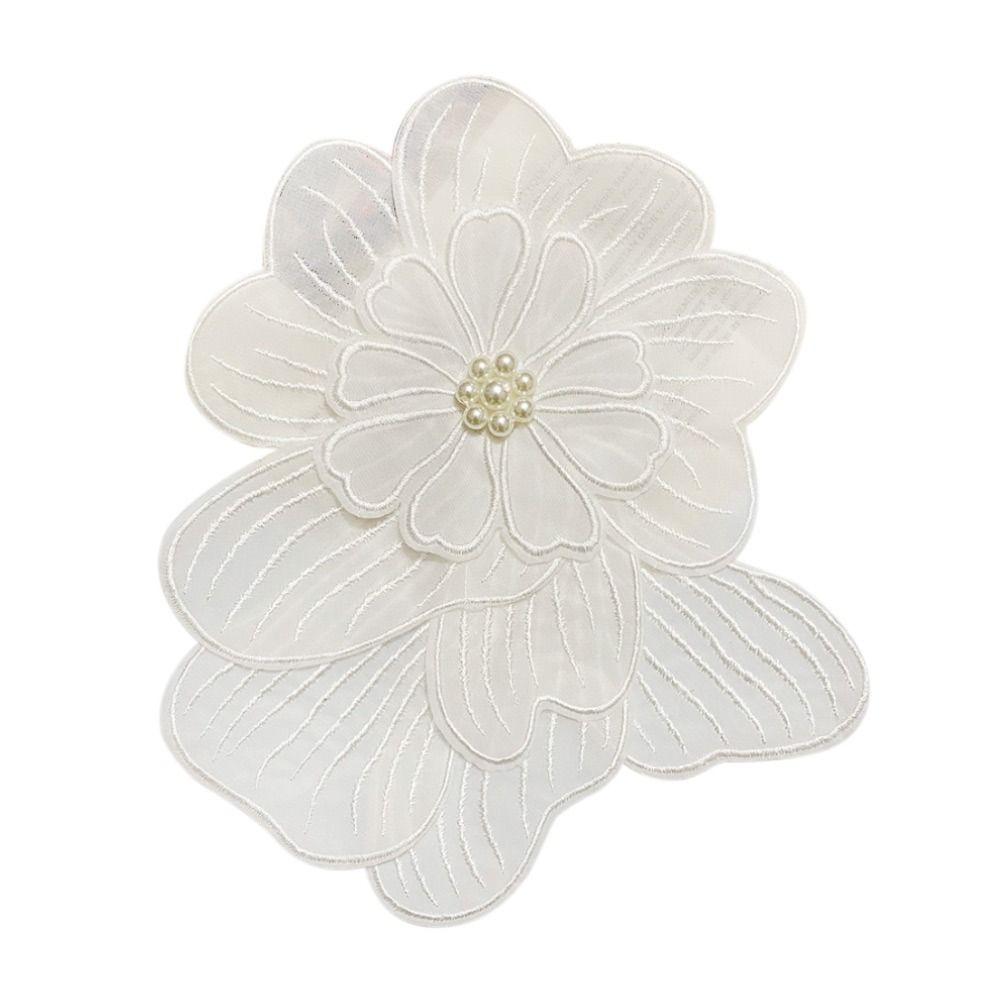 Аксессуары для одежды Нашивки с жемчужными цветами, вышитые цветочные нашивки Нашивки с вышивкой