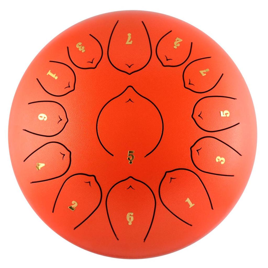 Steel Tongue Drum: 12" with 13 Sanskrit Sounds, Dust-Free, Stress-Free Design, Available In Empty Drum Color.