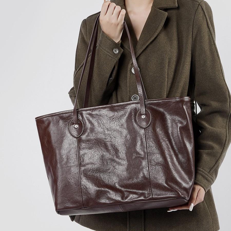 Commuter Big Bag New Cowhide Versatile Women's Bag One Shoulder Tote Bag Fashion Underarm Bag
