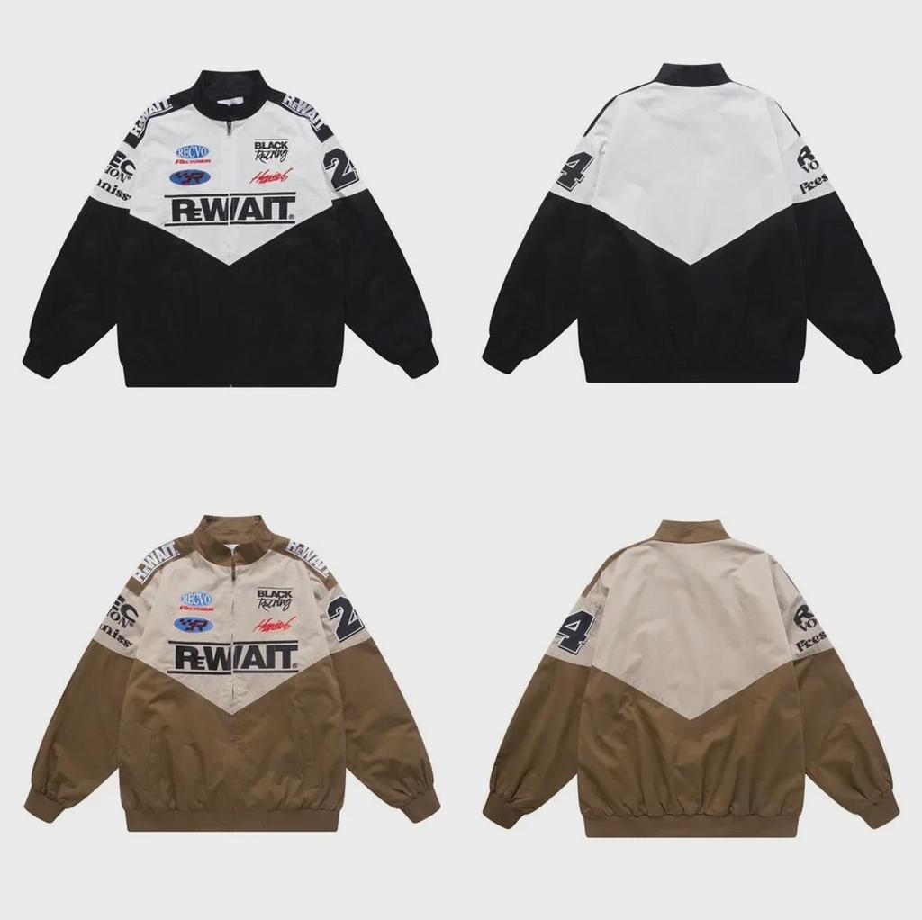 Unisex Hong Kong Style Baseball Jacket - Embroidered Patchwork for Men & Women