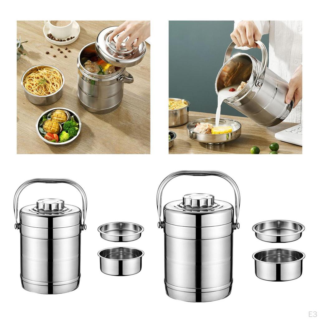 Divided Food Meal Storage Container Stainless Steel Lunch Box Stackable Leakproof Thermal Bento