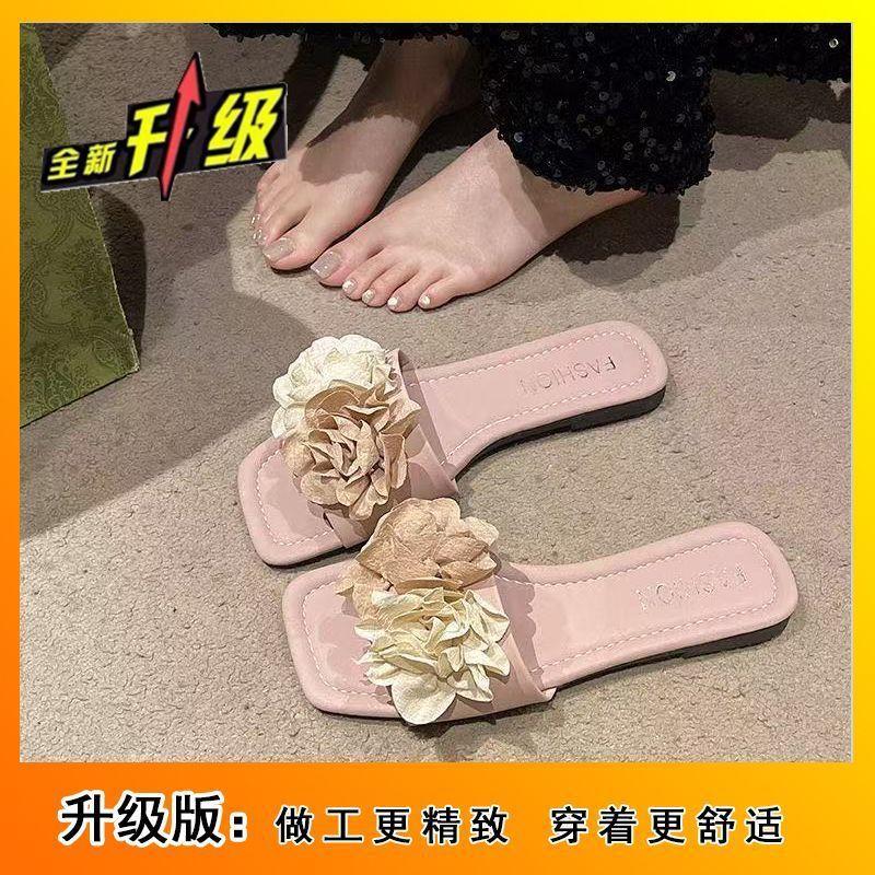 Босоножки на плоской подошве для пляжа, фея, девочка-цветочница, с одним словом, 2025 лето, новая уличная обувь, для отдыха, для моря, со шлепанцами-юбкой