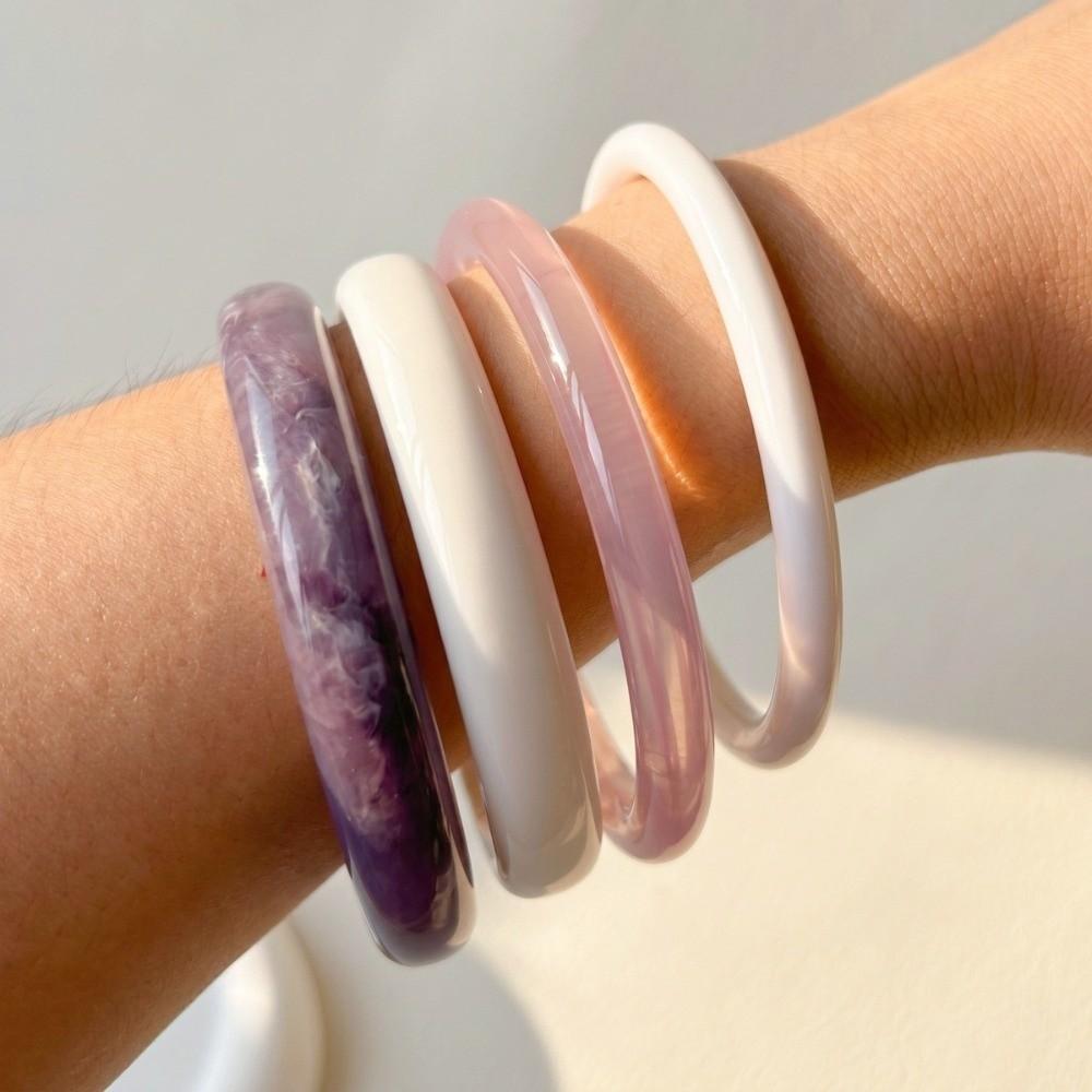3/4 Pcs Smudged Thin Resin Bracelet Set Marble Pattern Cuff Bracelet Set New Round Bangles Gifts