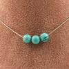 Stones and Minerals. 3-bead Necklace Howlite Turquoise 8 Mm Stainless Steel Chain Necklace for Women, Men. Custom Size