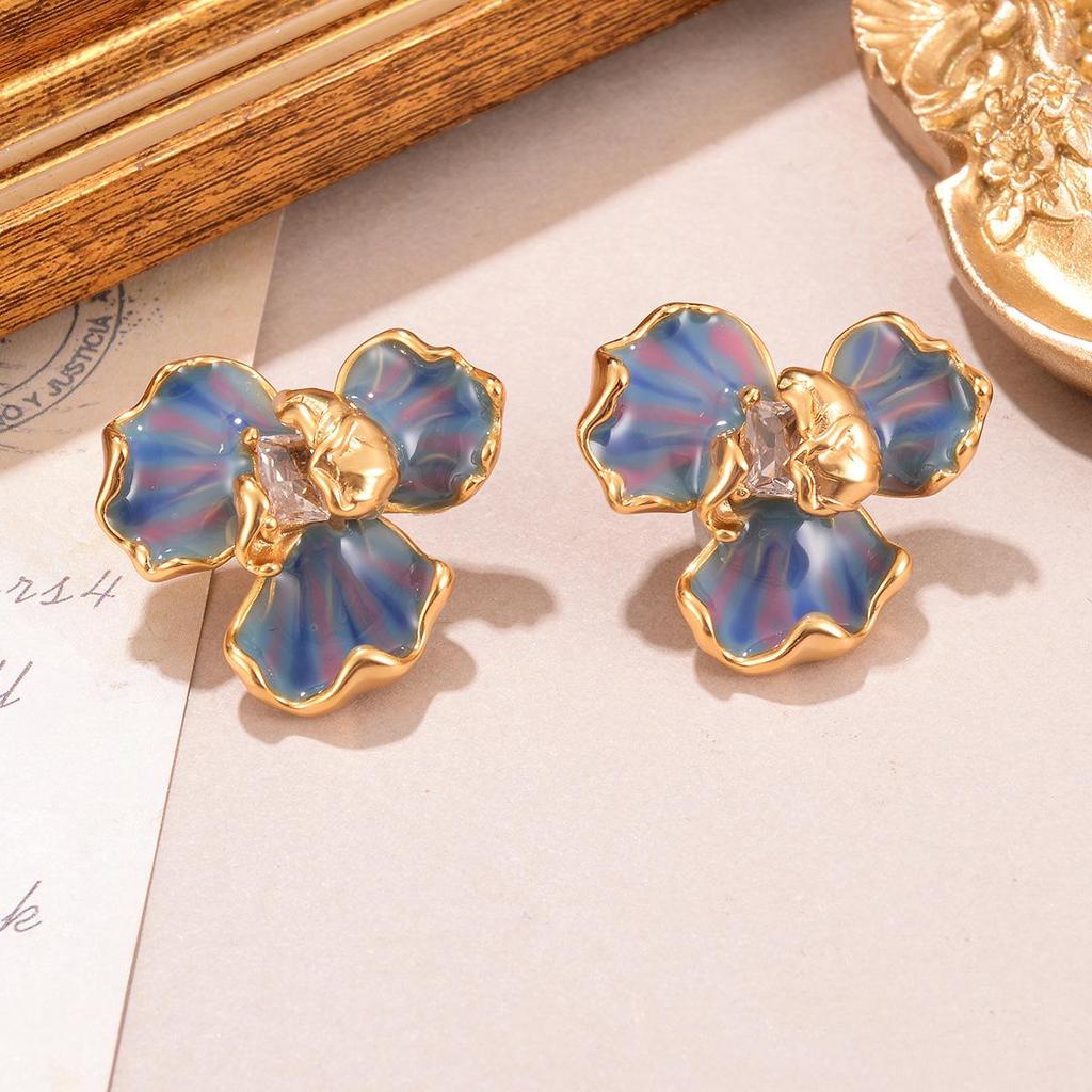 Винтажные серьги-пусеты из барочного жемчуга: Ретро Живопись Маслом и Женские Украшения в Новом Китайском Стиле