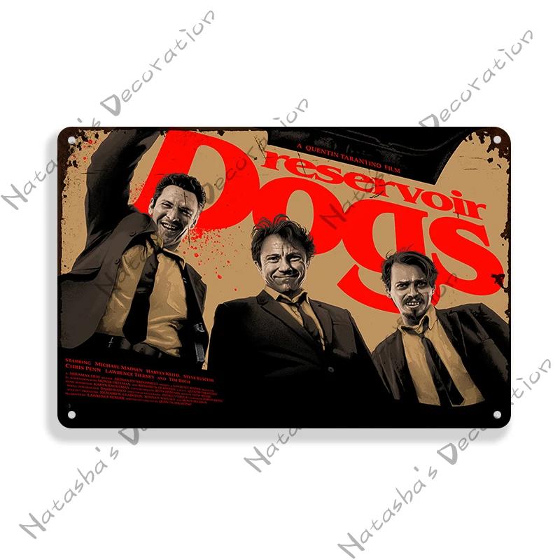 Бешеные псы Постер Классический фильм Металлический постер Винтажная металлическая вывеска Бар Дом Гараж Настенный декор Металлическая табличка Индустриальный декор