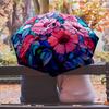 flower art Theme Automatic Umbrella Compact 8-Rib Design Sturdy Construction Durable Umbrella Stylish Accessory