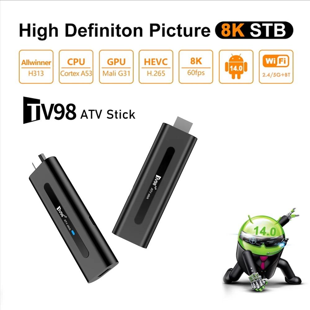 8K ATV Smart TV Stick Android 14.0 Bluetooth 5.0 WiFi 6 Allwinner H618 Quad Core Cortex A53 Сетевой медиаплеер Голосовой пульт Smart TV Box