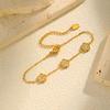 Elegant Five Leaf White Zircon Flower Bracelets, Stainless Steel Charm Chain Bracelets For Women Mom Girlfriend Gift Jewelry