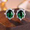 Модные зеленые серьги-гвоздики овальной огранки с кубическим цирконием для женщин, блестящие свадебные серьги, ювелирные изделия, подарок на юбилей, вечеринку