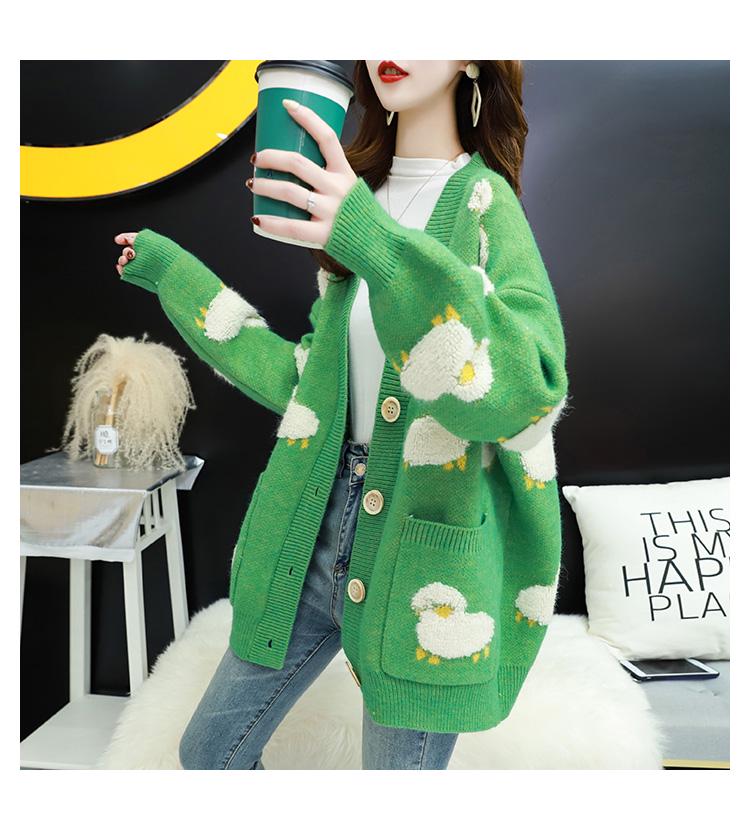 Женский вязаный кардиган, милый овечий свитер, кардиган, весна-осень, повседневная свободная верхняя одежда