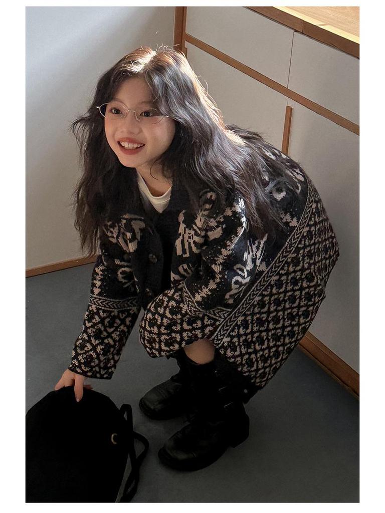 Кардиган жаккардовый с узором Fair Isle для девочек - Мода Осень-Зима 2025