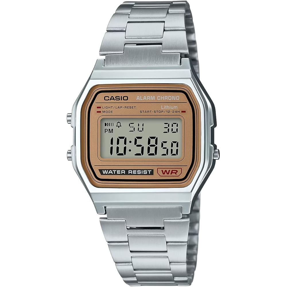 Casio Vintage Series A158WEA-9 Unisex Digital Watch Metal Band Brown Gold