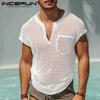 Летние мужские футболки с короткими рукавами из прозрачной сетки