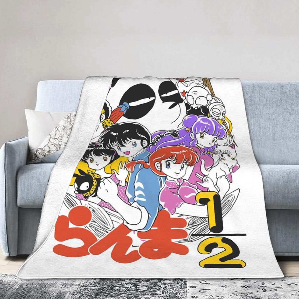 Ranma Saotom Anime Knitted Blankets Coral Fleece Plush Super Warm Throw Blankets for Bedroom Sofa Bed Rug