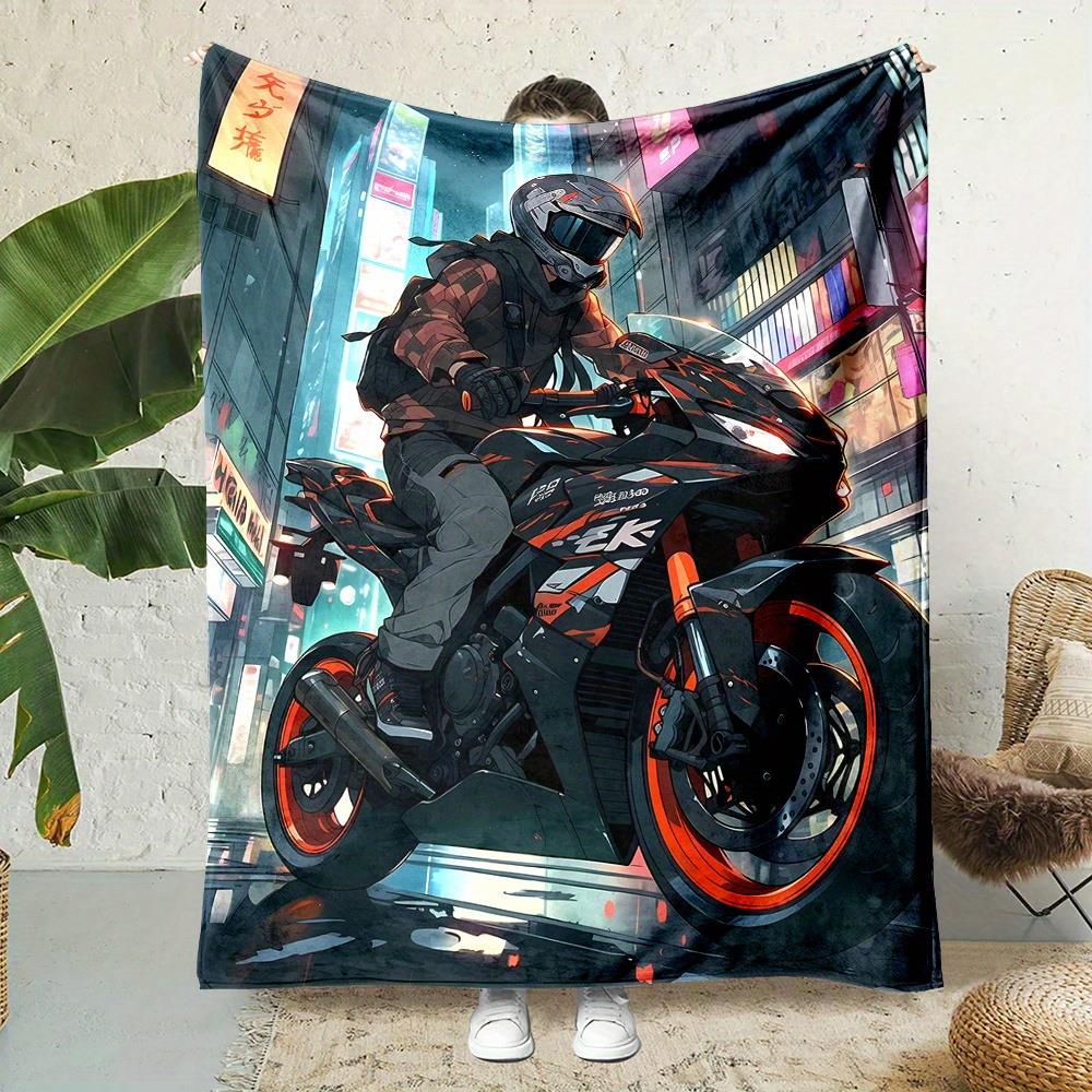 Dynamic rider motorcycle pattern fourseason comfortable bed cover sofa and outdoor blanket are machine washable Gift