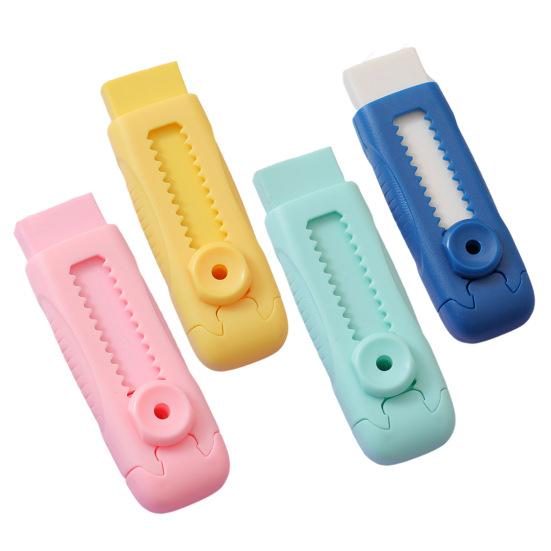 4Pcs Retractable Sliding Pencil Eraser Large Eraser with Plastic Sleeve Push-Pull Erasers for Kids Students School Office Supplies