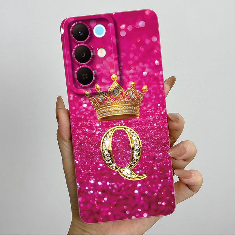 Для Realme 15X C85 5G Чехол для телефона с короной и начальной буквой для пары Realme15X RMX5250 RMX5253 Мягкий силиконовый ТПУ Защитный чехол для объектива