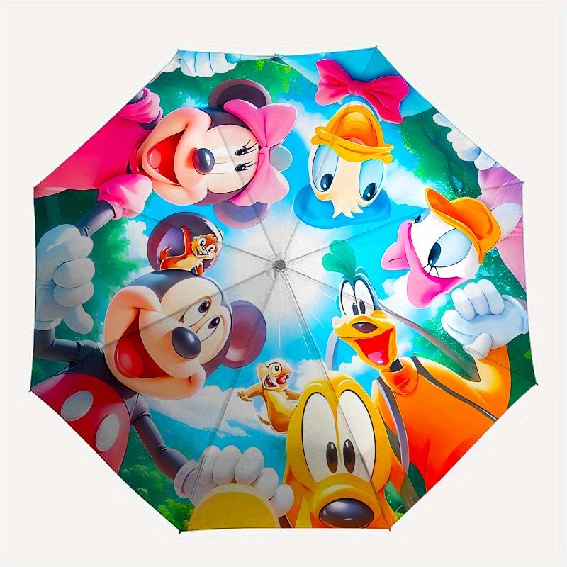 Disney Mickey Mouse,Minnie Mouse,Pluto Manual Opening and Closing Umbrella - 8-Rib Reinforced Folding Design, Lightweight and Portable, Suit