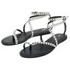 Zara Pu Open Toe Fashion Studded Flat One Strap Sandals 1Cm Women Sandals White 1618510001