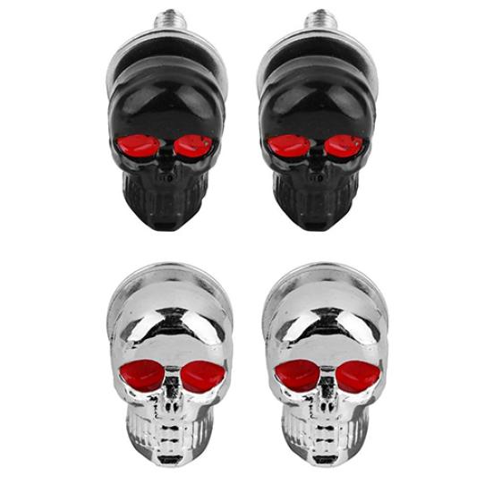 1 Pair Motorcycle Car Accessories Skull License Plate Frame Bolts Screw Fastener