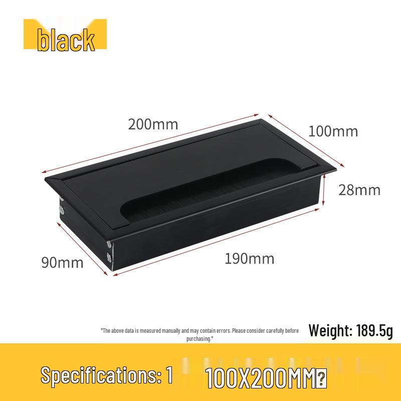 Desktop Cable Management Box: Flip-up Cover for Desk Cable Hole - Wire Pass-through and Decorative Rectangular Plate