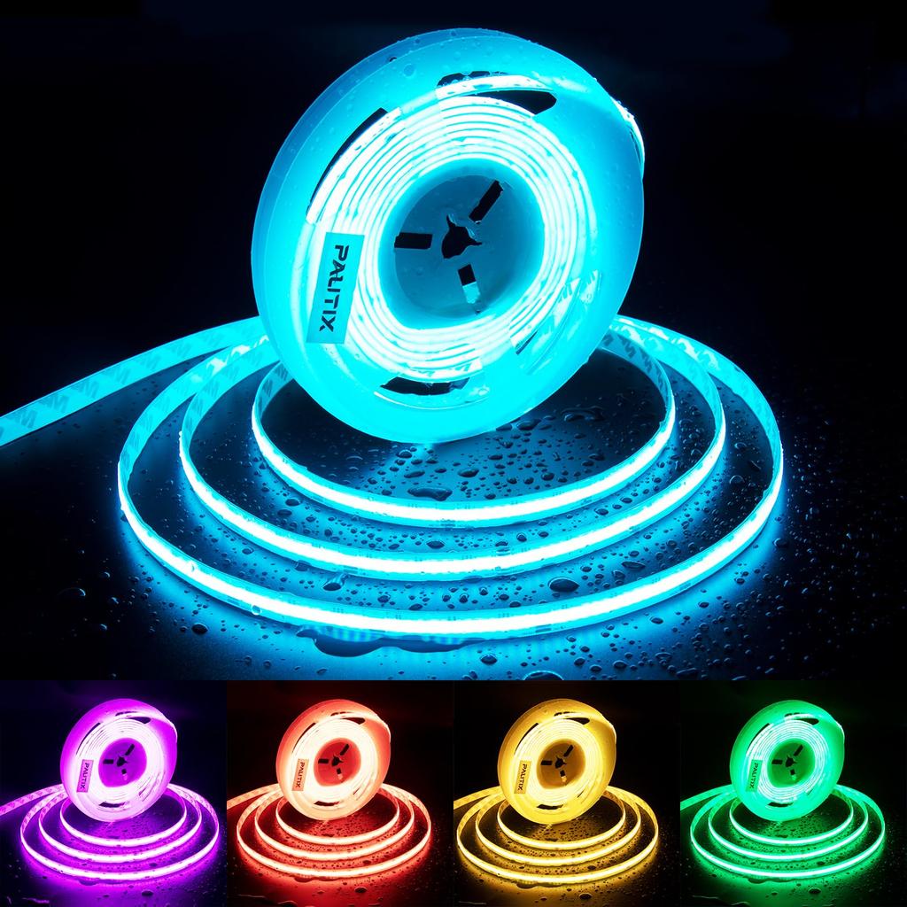 5V RGB COB LED Strip Light USB Flexible Tape with APP Control, Music Sync, Remote for TV Backlight Bedroom Cabinet DIY Decor