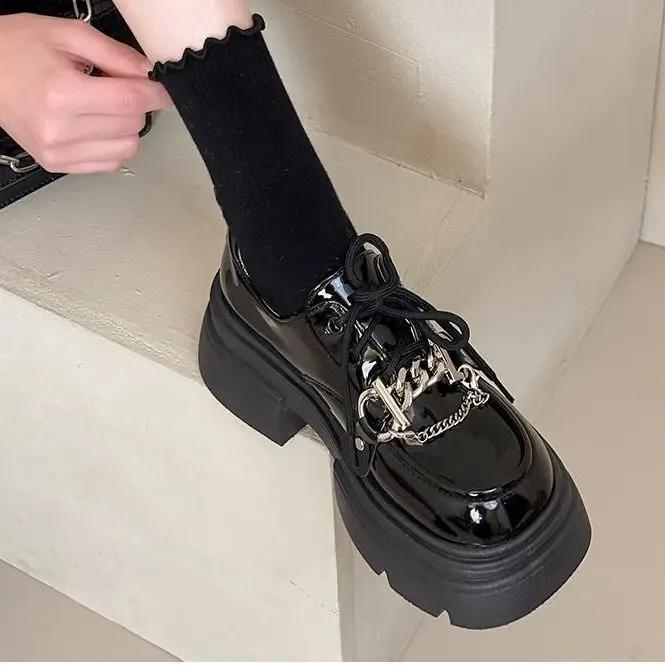 Туфли-лодочки женские на платформе с круглым носком, обувь с каблуком средней высоты, шикарный носок, без застежки, обувь по акции, высокое качество, новейшая скидка