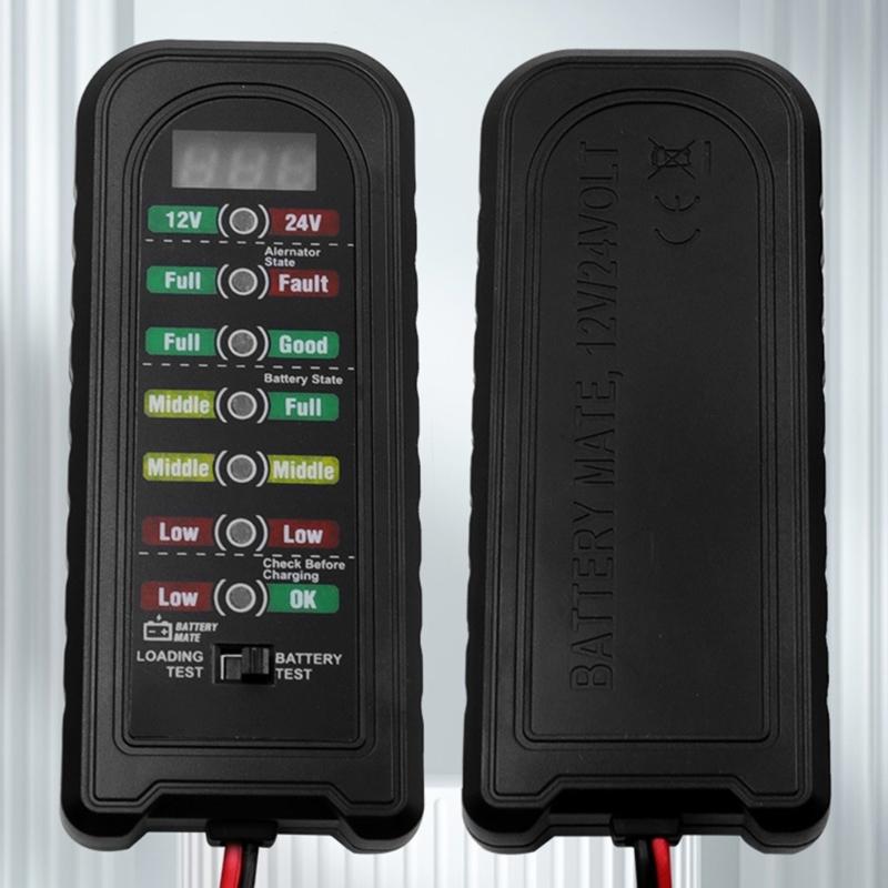 12V 24V Car Battery Tester Fault Detector Diagnostic Tools LED Indication Battery Checker for MotorcycleTruck Portable