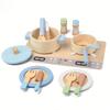 Youngsters' Wooden Play Kitchen Set with Plates Utensils Realistic Cooking Toy, Perfect Christmas Gift for Boys Girls