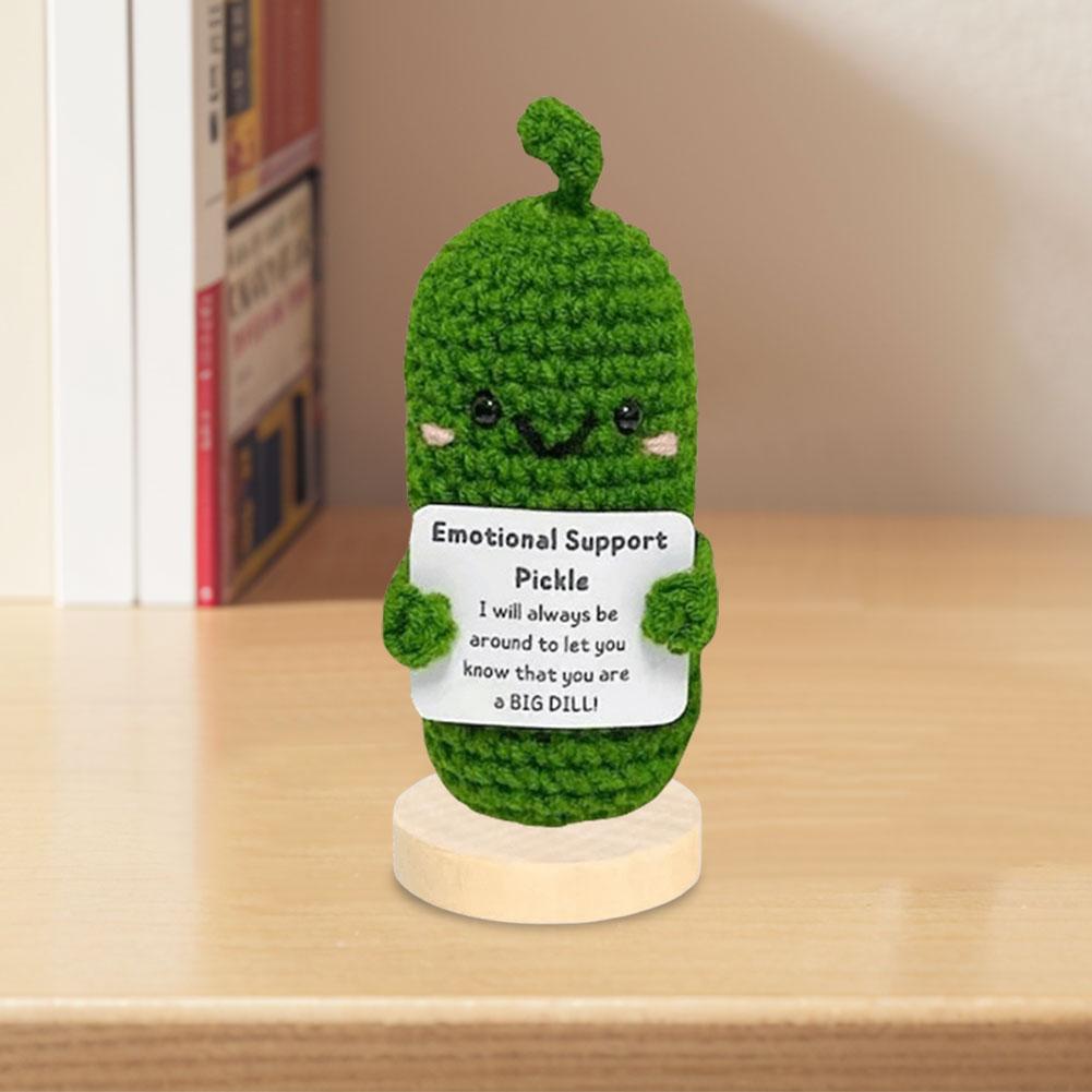 Crochet Positive Energy Duck with Card Mini Pocket Hug Handmade Plush Knitted Potatoes Hand-woven Doll Desktop Decor Birthday Gi