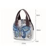 Сумка с вышивкой бабочек, с короткой ручкой, маленькая, для хранения телефона, кошелек, женская этническая сумка через плечо с принтом, холщовая сумка с молнией, AVE