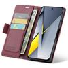 Xiaomi Poco F8 Pro Case, ERBORD Glossy Litchi, Wallet Flip Cover, Red