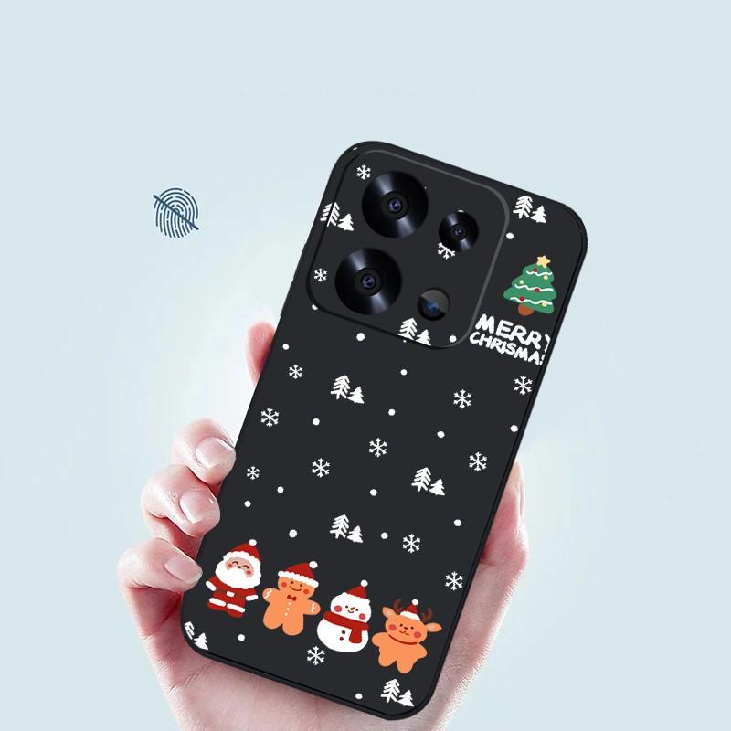 Мягкий тонкий чехол с рисунком рождественской елки для Xiaomi 13T Poco F6 X6 Pro Redmi Note 13 12 Pro 11 10, матовый чехол из ТПУ с ремешком, противоударный чехол для телефона