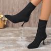 WinterHigh Quality Women's Boots Fashion Solid Color Pointed Toe Cloth Stiletto High Heel Women's Short Boots