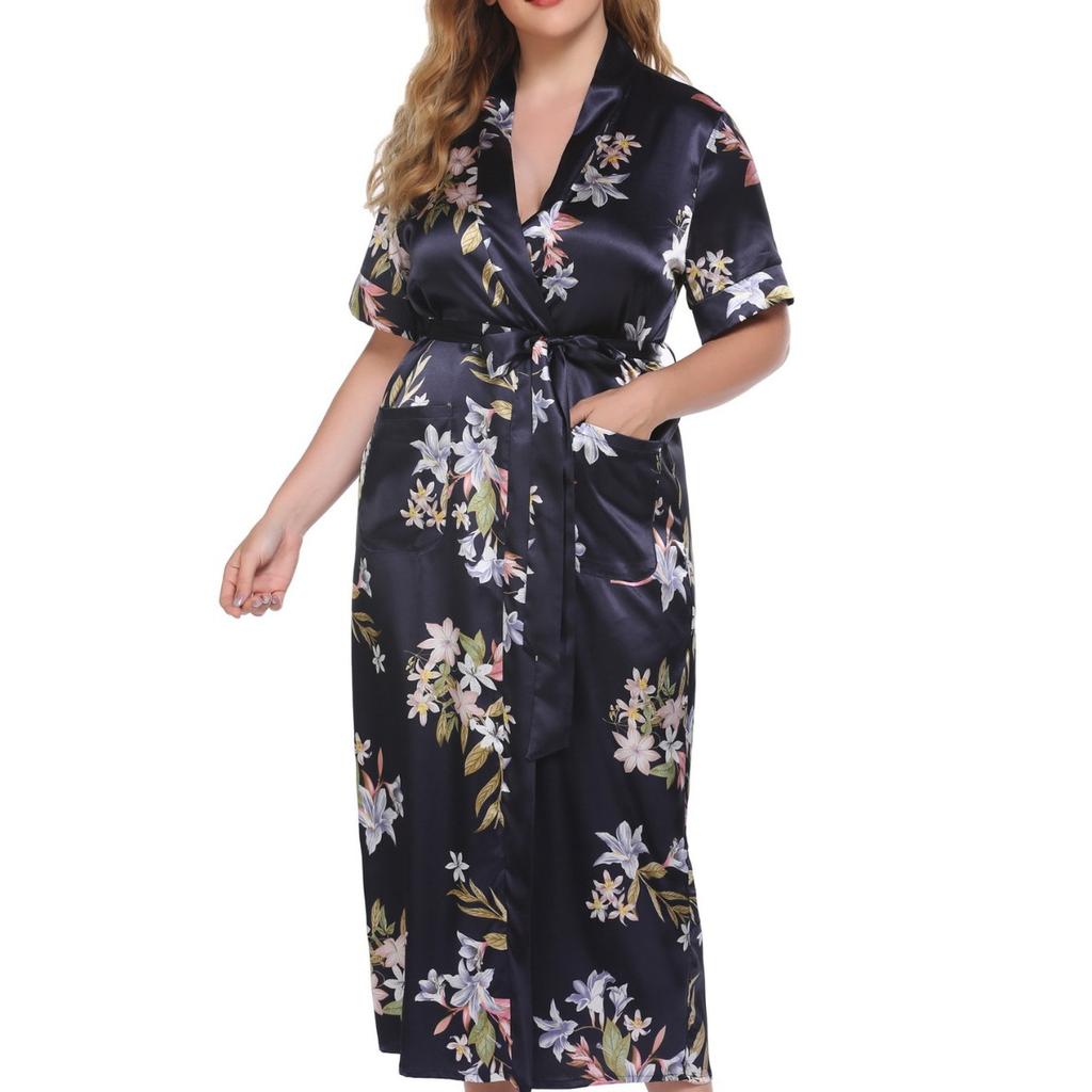 Summer Large Size Nightdress Women's Home Wear Printed Short-sleeved Home Wear