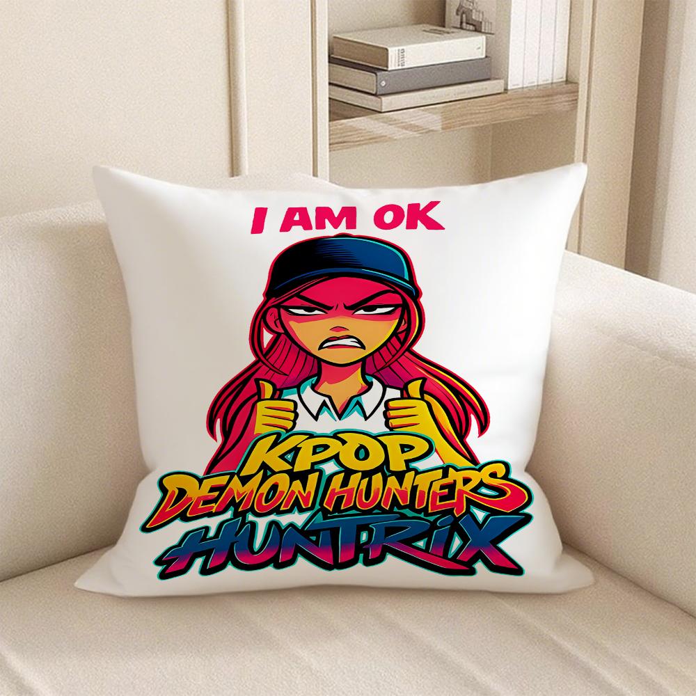 KPop Demon Hunters KPOP Demon Hunter Series Pillowcase: Colorful Character Pattern Fashion Home Decoration