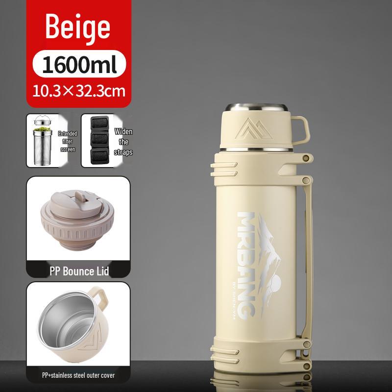 316 Stainless Steel Thermos Flask - Large Capacity, Portable Hot Water Bottle for Men and Women, Ideal for Construction Site or Home Use.