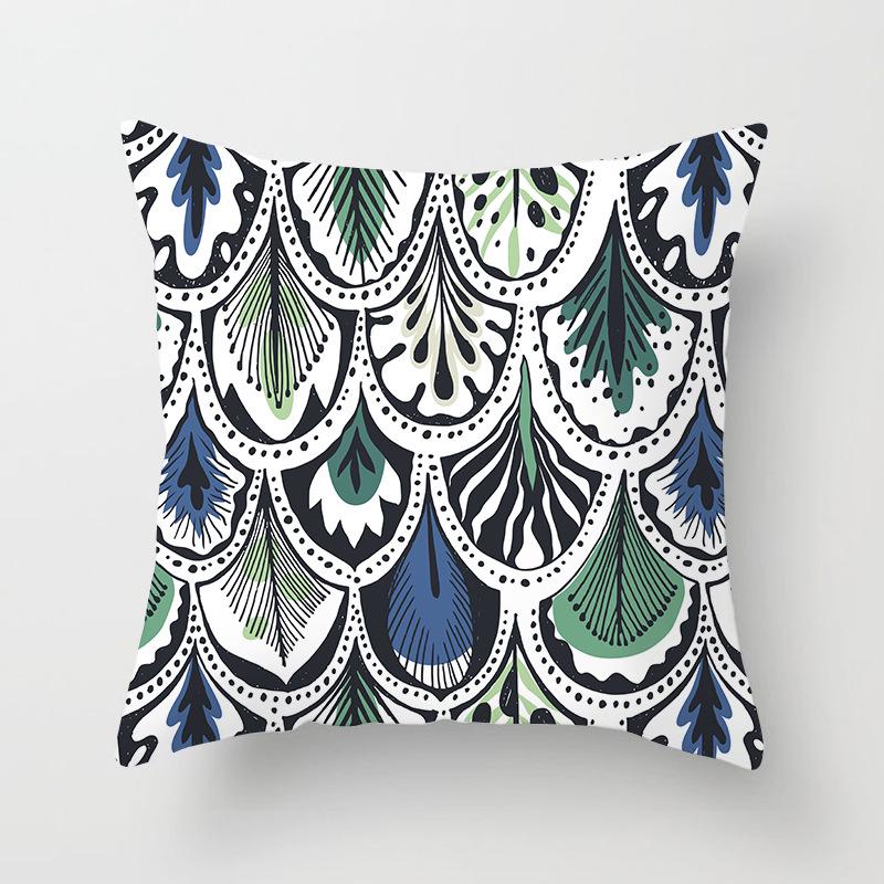 Наволочка Персиковая кожа Синий и Белый Фарфор Геометрический Принт Абстрактная Наволочка для Подушки на Диван Офисная Поясничная Подушка Наволочка