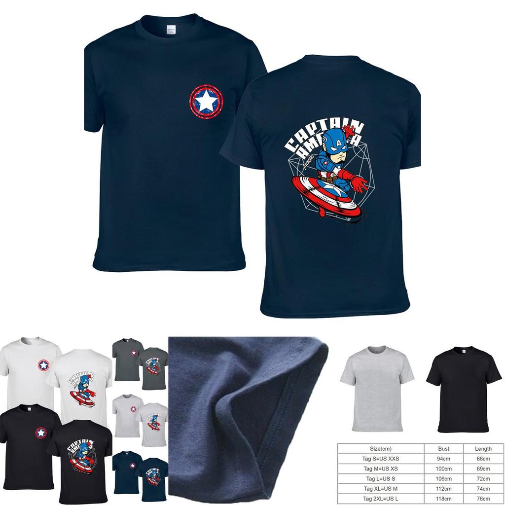 Vibrant Avengers Captain America Printed Short Sleeve Top For Every Season