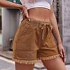 Denim Shorts For Women With Elastic Waistband And Pockets Summer Streetwear Style