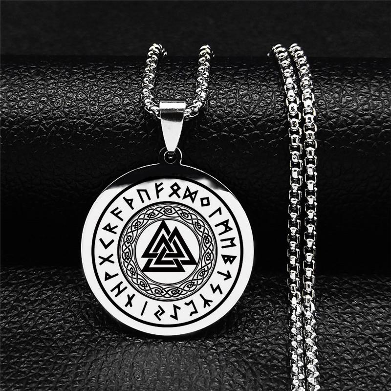 Мужская скандинавская ювелирная цепочка-амулет викингов, серебряная цепочка из нержавеющей стали