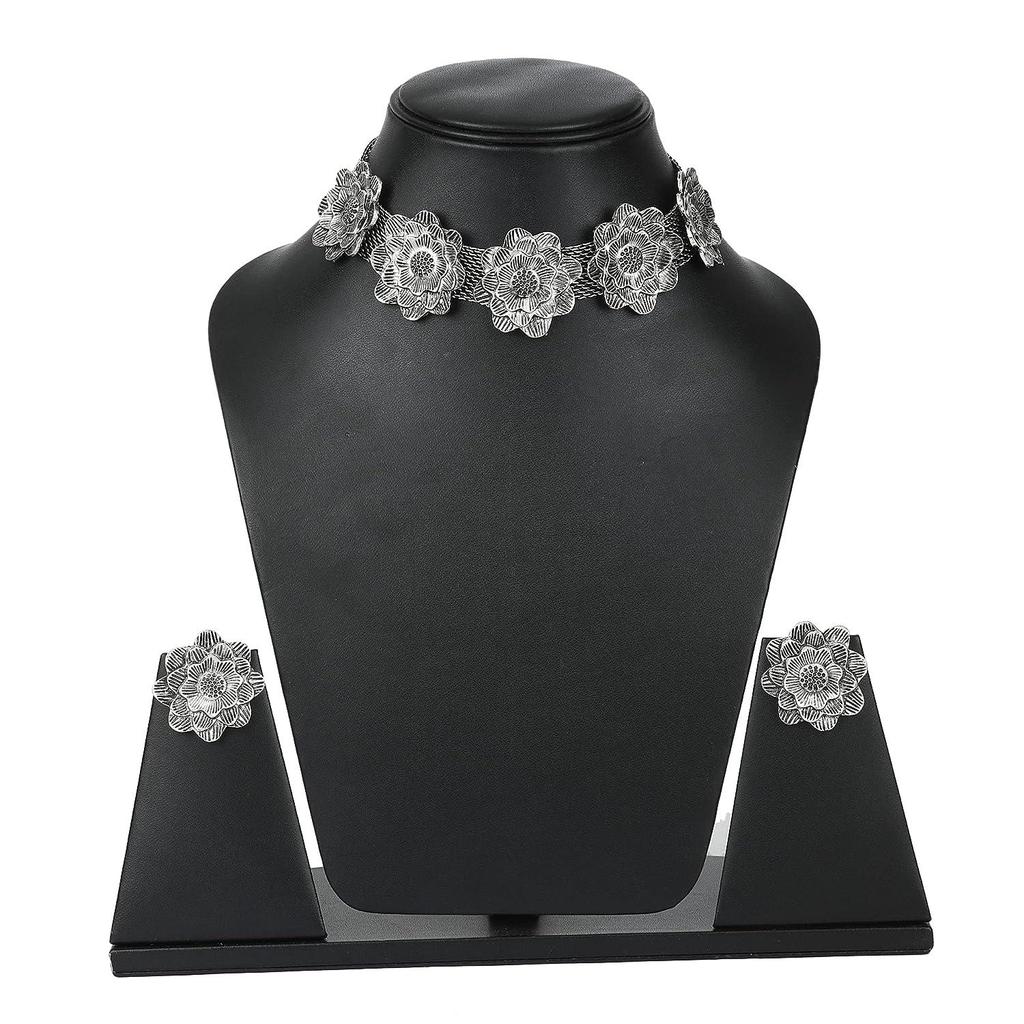 Новейший стильный традиционный набор украшений из окисленного серебра для женщин