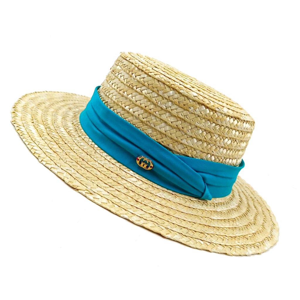 Summer Straw Hat Pearl Pin Women's Summer Seaside Sunshade Hollow Groove Flat Top Straw Hat  Sombrero