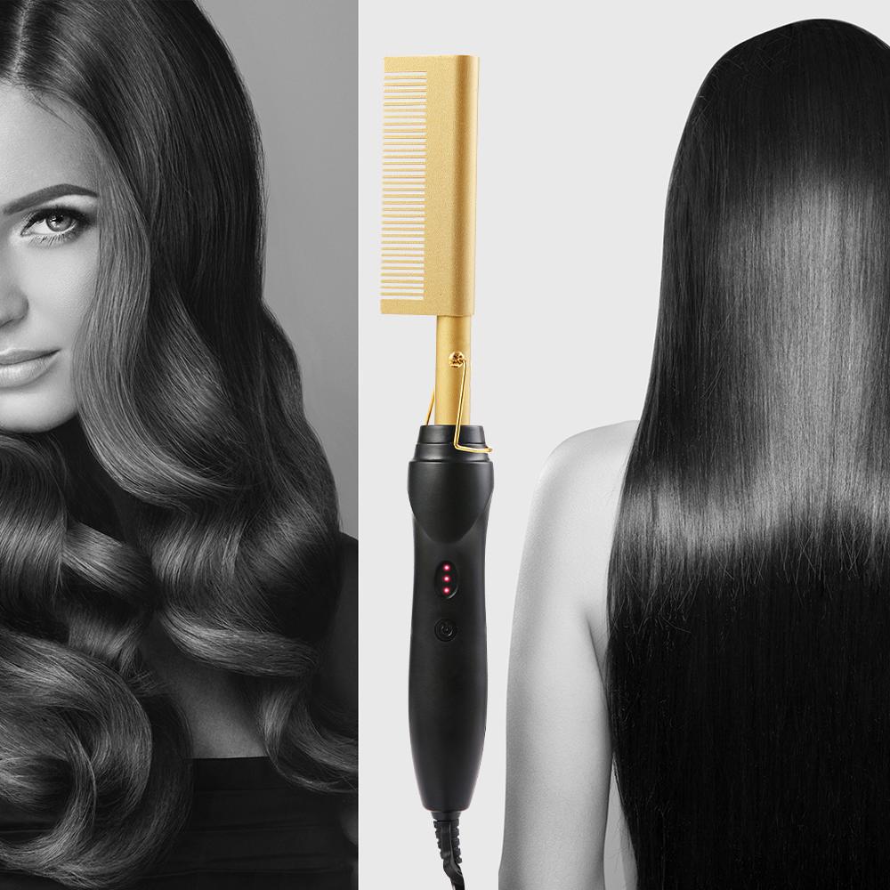 Hair Hot Comb Straightener Professional Press Comb Electric Curler Portable