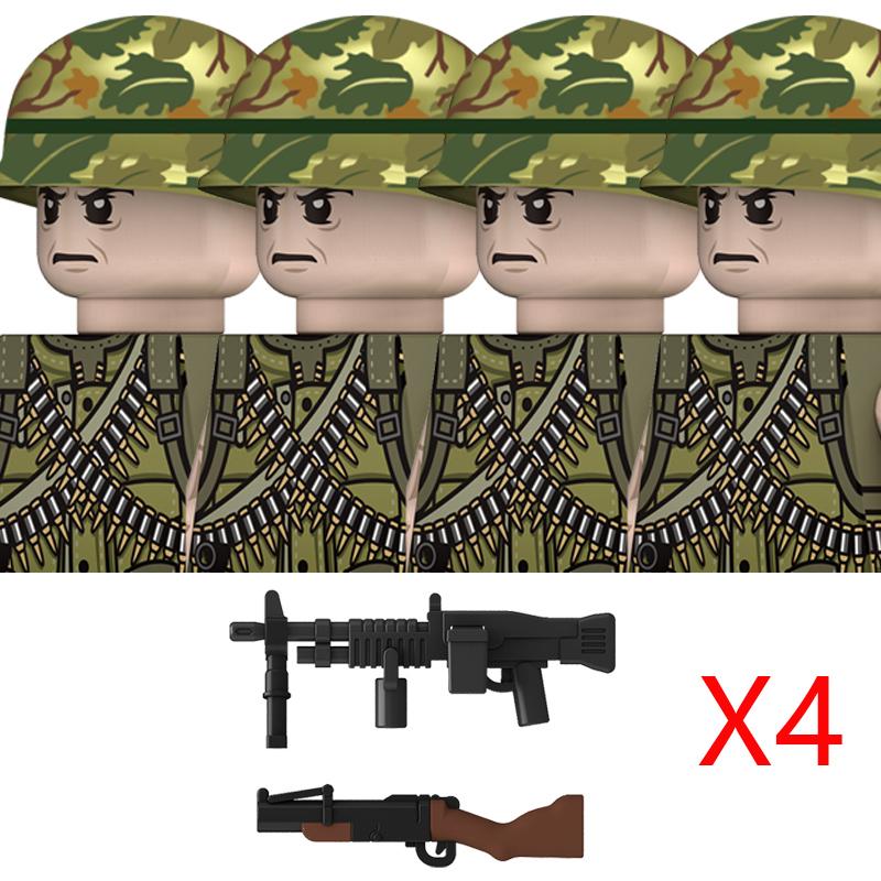 Нетоксичные Moc Вторая мировая война Война во Вьетнаме Военные Солдаты Строительные Блоки Вьетнамская Американская Армия Шлемы Пехоты Оружие Кирпичики Игрушки Дети